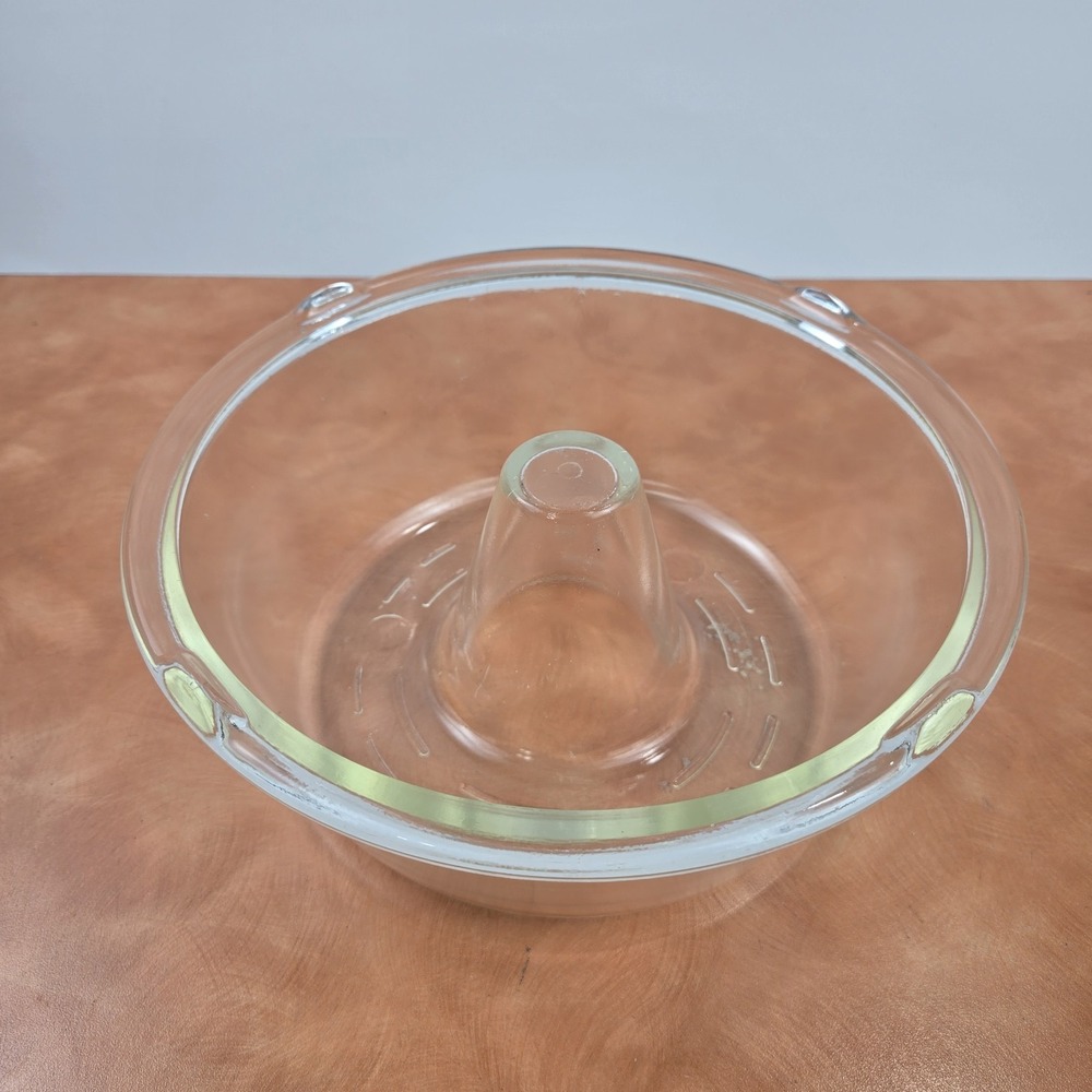 Vintage GLASBAKE Clear Glass Tube Bundt Cake Jello Angel‎ Food Mold Pan #352